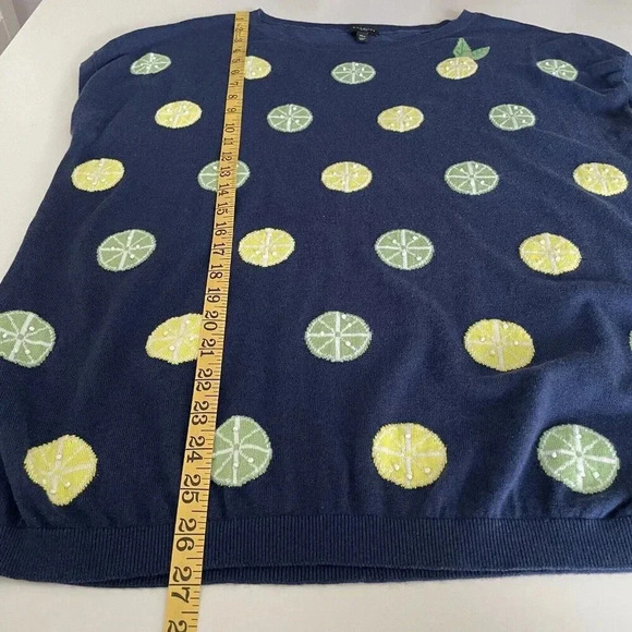 Talbots Woman Petites Sleeveless Sweater, Sz XLP, Navy with Lemons & Limes - Picture 3 of 6
